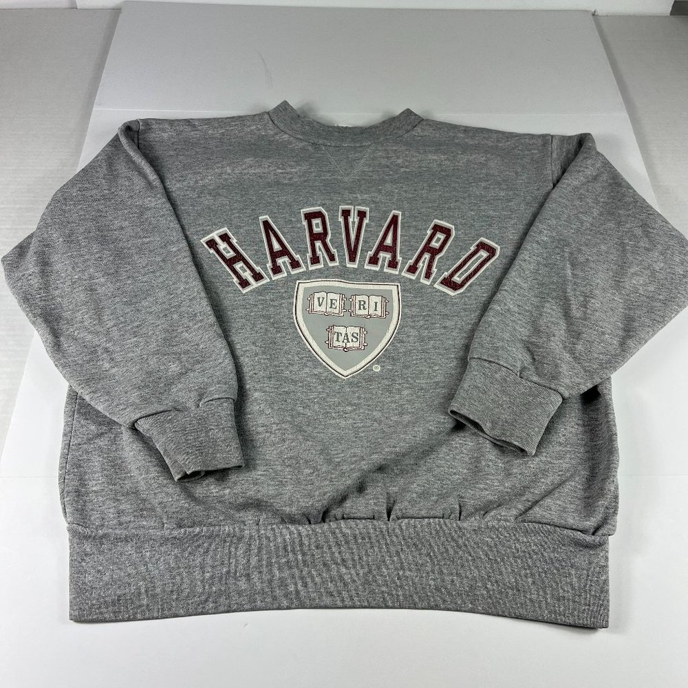VTG 80s Champion Harvard Crimson Sweatshirt Adult Medium Boxy Grey Logo Crewneck